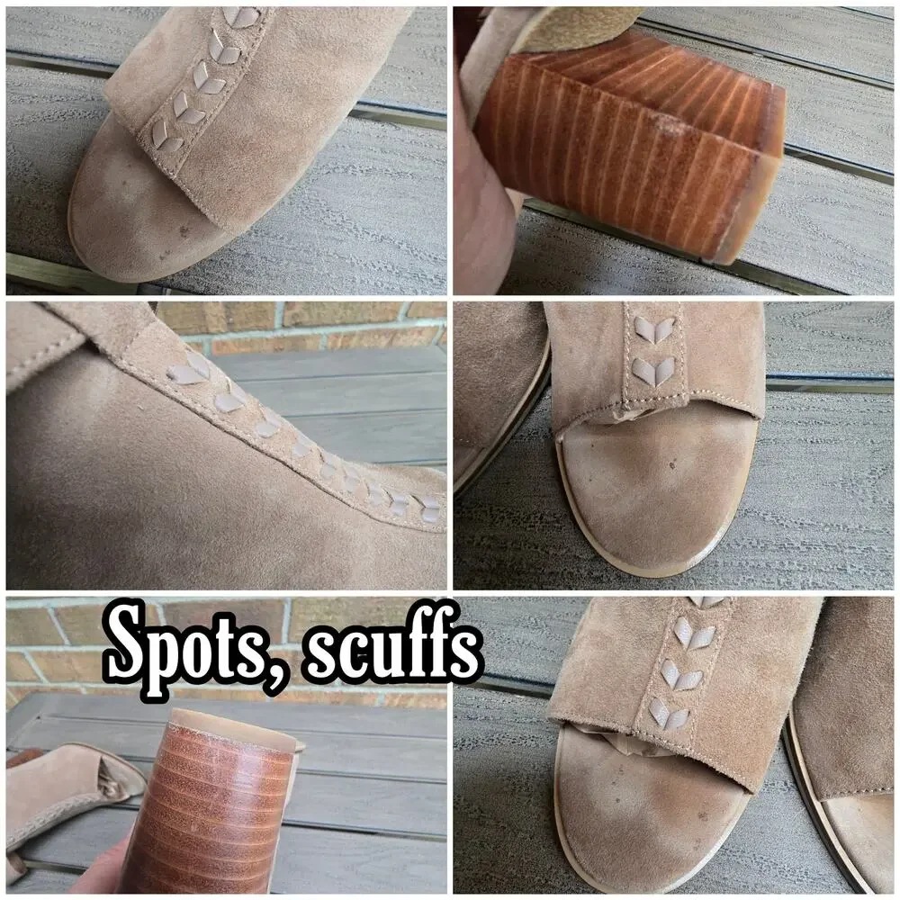 Jack Rogers Suede Bootie Izzie Size 10 Open Toe Ankle Boot Tan Leather Buckle